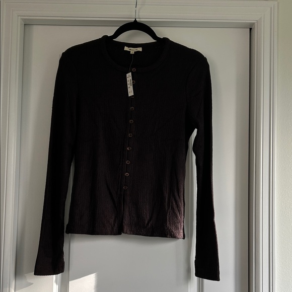 NWT-Madewell Dark Espresso Button-Down Knit Shirt- *Reasonable offers only* - Picture 2 of 13